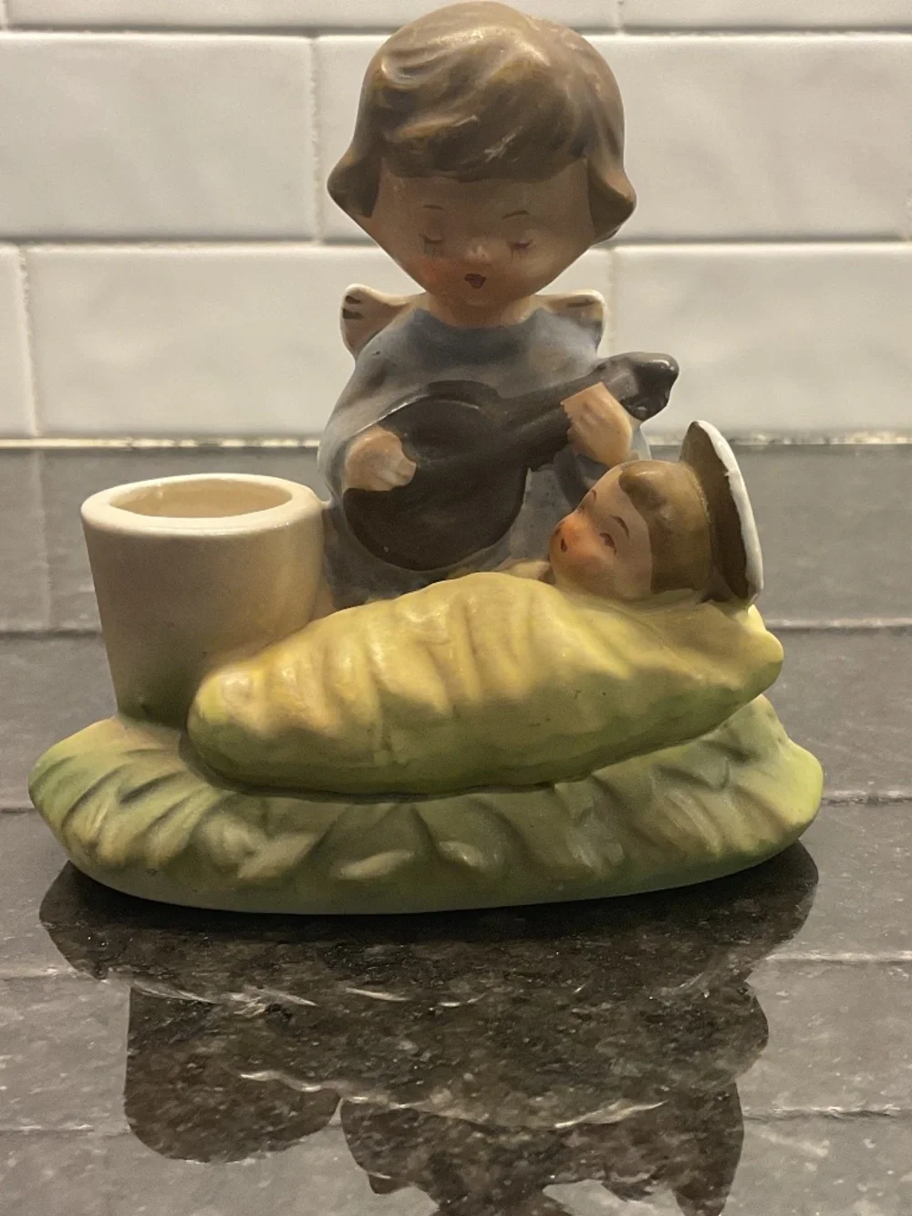 Angel Baby Jesus Candle Holder